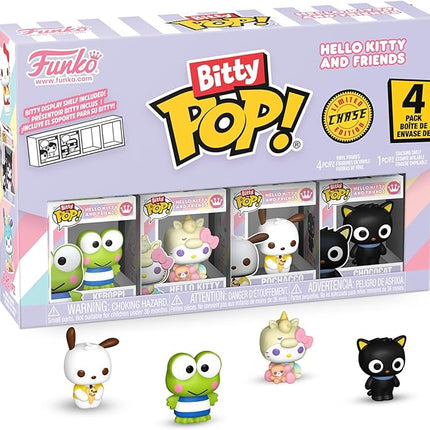 Funko Pop! Bitty: Sanrio - Keroppi, Hello Kitty (Unicorn Party), Pochacco, and Chase Mini Figure - 0.9 Inch (2.2 Cm) - Hello Kitty Collectable - Stackable Display Shelf Included - Gift Idea