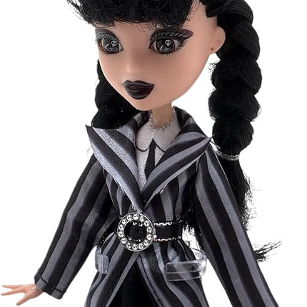 11.5'' Addams Doll with Gift Box, High Heels, Black Dress, and Hair, Perfect Christmas and Birthdays Toy Gift for Girls & Fans (2PCS)