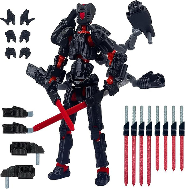 Assembly Completed T13 Action Figure，T13 mision 13 figuras originales 3D Printed Toys Nova 13 Action Figures Desktop Decorations for Game Lovers Toy (Black Red, 5.5 Inch)