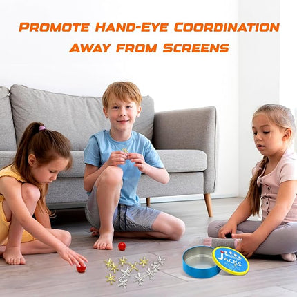 Sisland 2 Packs Metal Jacks Game with Ball, Classic Jax Game Toy for Kids Adults, Old School Jackstones Games Set (24 Jacks + 4 Balls)