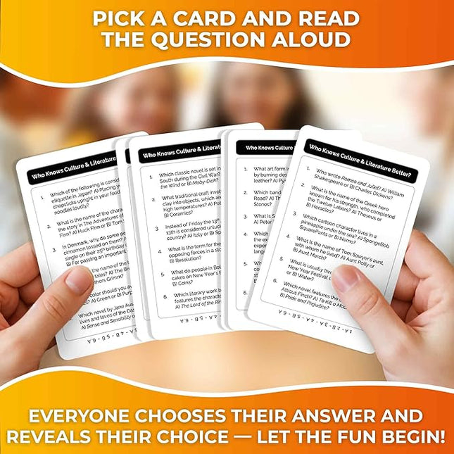Board Games for Kids 8-12 and Family - Educational Card Game for Kids Age 12+ - Who Knows Culture and Literature Better? - 500+ Questions - Trivia for Family Game Night and Travel Fun