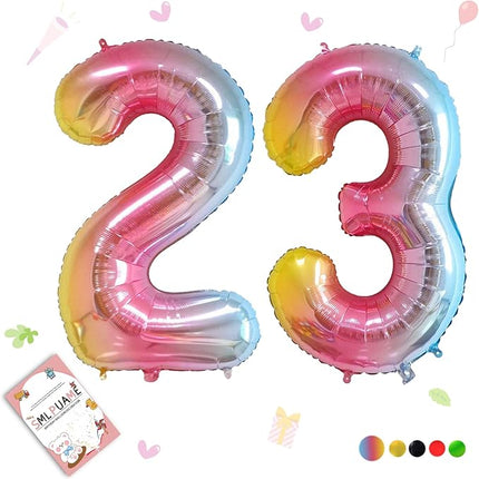 Smlpuame 40 Inch Number Balloons 0-9 Rainbow Gradient Large Number 23 Balloons, Digital Balloons for Birthday Party Celebration Decorations, Helium Foil Number Balloons for Wedding Anniversary