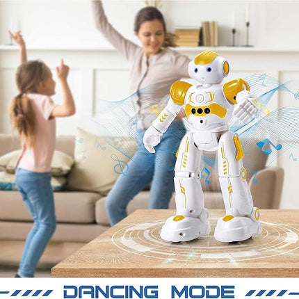 KingsDragon RC Robot Toys for Kids, Gesture & Sensing Programmable Remote Control Smart Robot for Age 3 4 5 6 7 8 Year Old Boys Girls Birthday Gift Present,Yellow