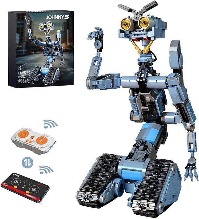 iATOM 1176 Pieces Johnny 5 Robot Building Set with Remote Control - Rechargeable, Tech Movie Robotic Figure Model Kit for Adults, Gift for Halloween & Chirstmas