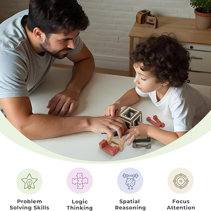 Sharp Brain Zone Wooden Puzzle Box – 3D Wooden Brain Teaser Puzzle with Secret Compartments | Handcrafted Natural Wood, STEM Educational Logic Game & Unique Gift for Puzzle Lovers