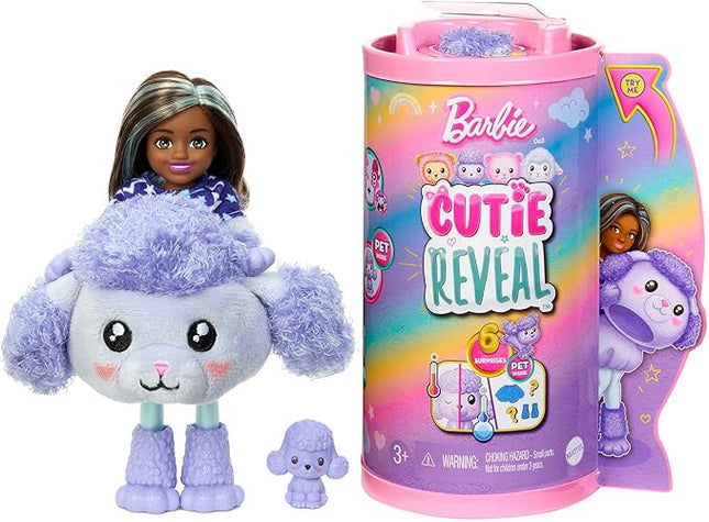 Barbie Cutie Reveal Chelsea Doll & Accessories, Poodle Costume & 6 Surprises Including Color Change, Cozy Cute Tees Series
