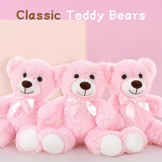 MaoGoLan 10Pcs Bulk Teddy Bears Stuffed Animals Baby Shower, Soft Small Stuffed Bears in Bulk, 13.5" Cuddly Mini Teddy Centerpiece,Wedding,Party,Engagement,Pink