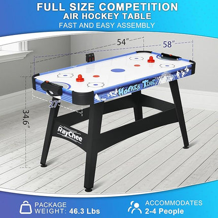 Air Hockey Table, Indoor Powered Air Hockey Game Table w/2 Pucks, 2 Pushers, Stronger Motor & Digital LED Scoreboard for Adults and Kids, Home Game Room, Easy Setup