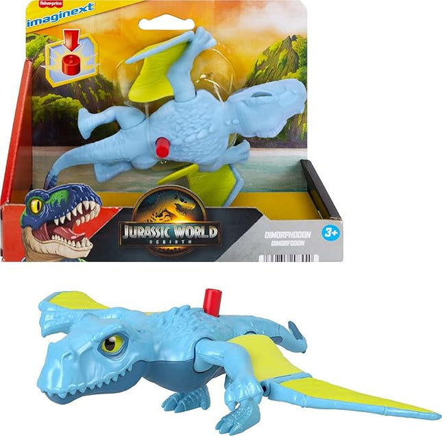 Fisher-Price Imaginext Jurassic World Dinosaur Action Figure with Kid-Activated Wing Motion, Approx 7.5-inch Dimorphodon Dino Toy