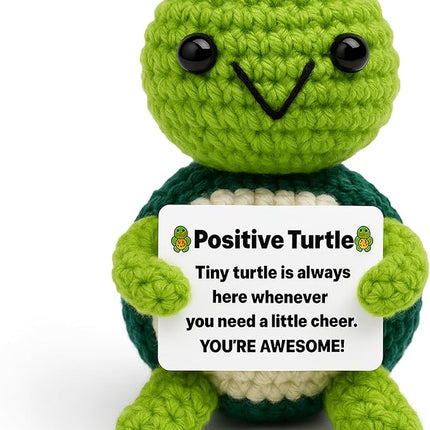 Positive Turtle New - Positive Crochet Animals Handmade Emotional Support Crochet Doll Desk Decor Pickle Gifts Emotional Support Plush for Anxiety & Stress Relief