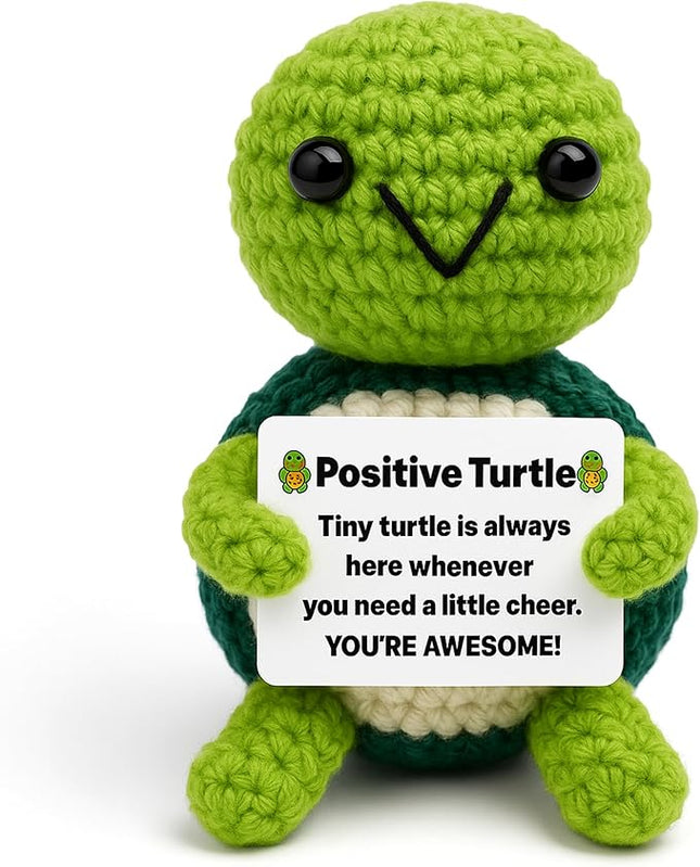 Positive Turtle New - Positive Crochet Animals Handmade Emotional Support Crochet Doll Desk Decor Pickle Gifts Emotional Support Plush for Anxiety & Stress Relief