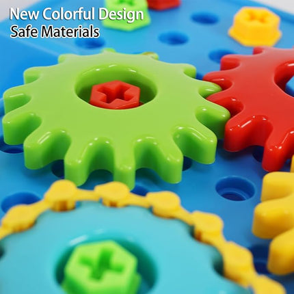 Gears Toys for Kids Ages 4-8, STEM Educational Construction Toys, Building Toy Set for Boys and Girls, Engineering Building Blocks Creative Learning Toy Set