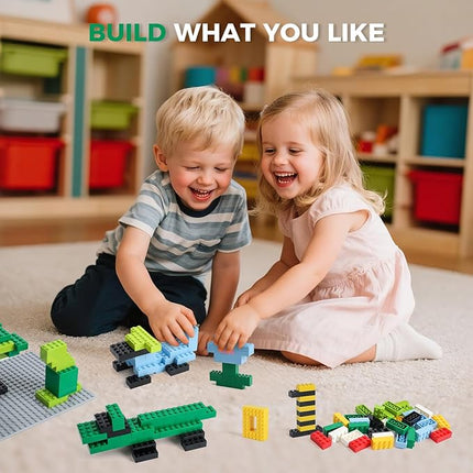 2x4 Bricks Bulk 500 Piece Classic Building Bricks and 1 Gray Baseplate, 2x4 Blocks Bulk Creative Building Toys, Blocks Bulk for Kids Ages 6+, 6 Colors(Samll Bricks, 1.25x0.62x0.47 in)