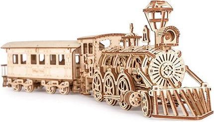 Wood Trick Wooden Toy Train Set with Railway - 34x7″ - Locomotive Train Toy Mechanical Model Kit - 3D Wooden Puzzles for Adults to Build - Engineering DIY Models for Adults to Build