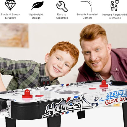 Goplus Air Hockey Table, 42 Inch Tabletop Air Hockey Game with LED Scoreboard, 2 Pucks, 2 Pushers, Powerful Motor, Indoor Arcade Table Gaming Set for Kids Gift