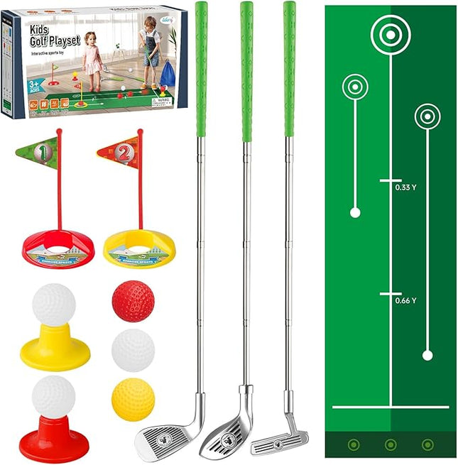 Liberry Toddler Golf Set, Retractable Toy Golf Clubs with Putting Mat & Storage Bag for Kids Ages 2 3 4 5, Indoor and Outdoor Sports Games Birthday Gift for Boys Girls