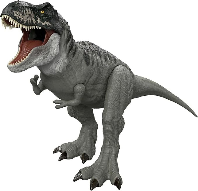 Mattel Jurassic World Rebirth Super Colossal Tyrannosaurus Rex Action Figure, T-Rex Dinosaur Toy Swallows Minis, Movie-Accurate Posable
