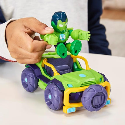 IRON MAN AND HIS AWESOME FRIENDS Marvel Iron Hulk Iron Racer Action Figure & Toy Vehicle, 3-Inch Super Hero Toys for Kids, Ages 3+