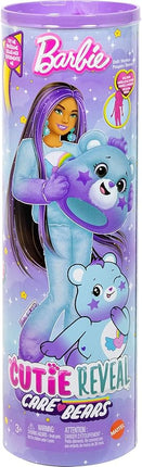 Barbie Cutie Reveal Care Bears Doll & Accessories, Series 2 Dream Bright Bear with 10 Surprises Including Color Change & Mini Bear