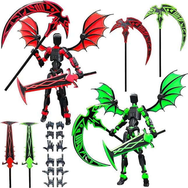 2 Packs T13 Action Figure Set - Titan 13 Robot Movable, 3D Printed Articulated, Full Body Mechanical Doll - Christmas Birthday Gift for Kids Adult (Assembly Completed)