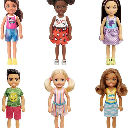 Barbie Chelsea Doll (6-inch Brunette) Wearing Sparkly Skirt, Molded Unicorn Top & Green Shoes, Gift for 3 to 7 Year Olds