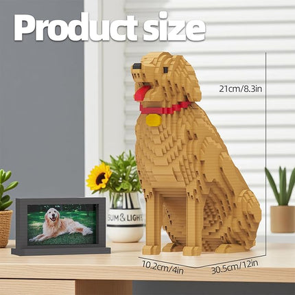 Animal Dog Adorable Pet Golden Retriever Micro Building Blocks Set with Secret Hidden Storage Box Inside! Ideal Toy for Dog Lovers, Kids & Adults.