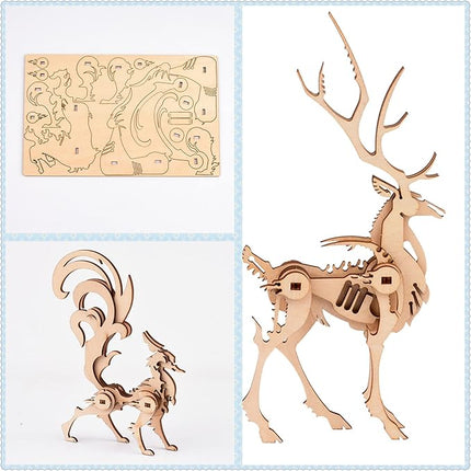 3D Wooden Puzzles Animal Model - Collectibles Wooden Model Kits for Adults Desk Display Gift for Boys/Girls(5 pcs) (Animal Model)