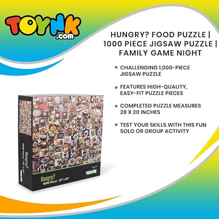 Hungry? Food Puzzle for Adults and Kids | Difficult 1000 Piece Jigsaw Puzzle Toy | Fun Quarantine Gift | Interactive Brain Teaser Challenge for Game Night | 28 x 20 Inches