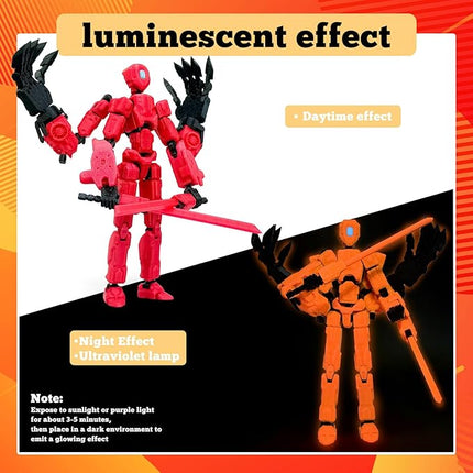 8Inch T13 Action Figure Assembly Completed, T13 Multi-Jointed Movable Robot Action Figure Set,Collectors Desktop Decorations for Game Lovers Toys (Luminous Red)