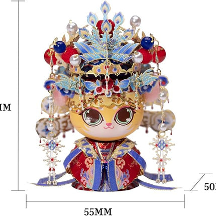 MU 3D Metal Puzzle for Adult Cat Couple,Chinese Bridal and Bride Figure Model Kits Brain Teaser Love Wedding Gift Home Decor