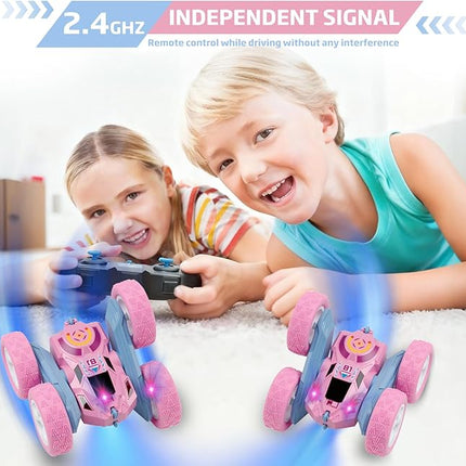 Remote Control Car, RC Cars Toys for Kids Ages 6-12, 2.4GHz RC Stunt Truck with 360° Double-Sided Flips, 4WD Off-Road Racing, Christmas Birthday Gifts for 3 4 5 6 7 5-7 6-8 8-10 Year Old Boys Girls