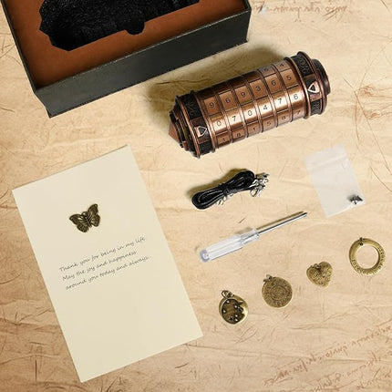 Da Vinci Code Numeric Cryptex Money Puzzle Box for Cash Gift, Jewelry Box with Hidden Compartment, Unique Puzzle Gift for Adults Brain Teaser Valentine’s Day Wedding & Anniversary Present