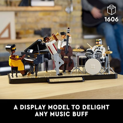 LEGO Ideas Jazz Quartet 21334 Building Blocks - Featuring Buildable Stage with 4 Band Musician Figures, Includes Piano, Double Bass, Trumpet, and Drum Kit Instruments, Great Home Display for Adults