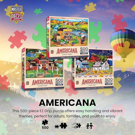 Masterpieces - 500 Piece Jigsaw Puzzle, Large EZ Grip Shapes, White House Fireworks, Fun for Adults, Seniors, Family, Kids, 19.25" x 26.75"