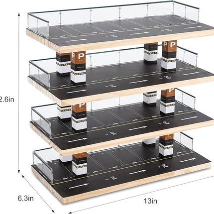 Display Case for Hot Wheels & Matchbox, 1/64 Scale Diecast Toy Car Storage, Parking Garage Diorama - Freestanding Storage with 4 Levels 24 Spots Maximum 40 Cars