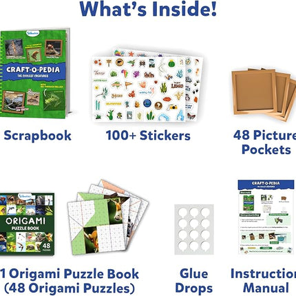 Skillmatics Scrapbooking Kit & Origami Puzzle Book - 48 DIY Folding Puzzles with Fun Fact Encyclopedia, STEM Learning & Travel Toy, Brain Teasers, Educational Gifts for Ages 6, 7, 8, 9, 10 and Up