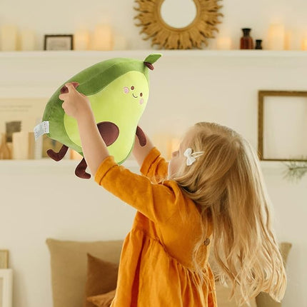 Niuniu Daddy 17.3" Avocado Stuffed Animal Pillow Large Squishy Plush Toys Soft Kawaii Food Shaped Baby Stuff Cuddle Toy Adorable Fruit Hugging Pillow for Kids