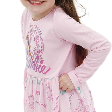 Barbie Dress | Short Sleeve Girls Unicorn Dress | Skater Dress for Girls