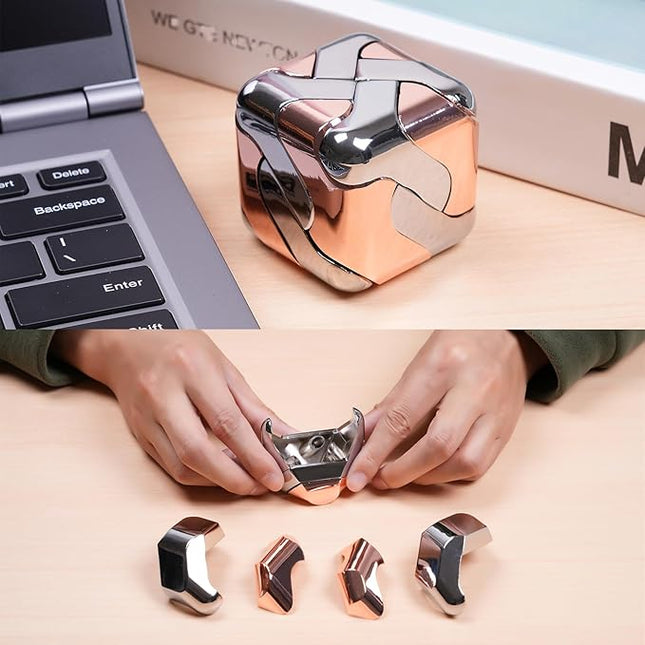 Metal-Puzzles Brain-Teaser 3D-Toys: Fidget-Toys Cool-Gadgets-Stuff Square-Cube-Box Puzzle-Toy ADHD Tools Stress Relief Gift for Kid Children Teen Adult Office Home School Christmas