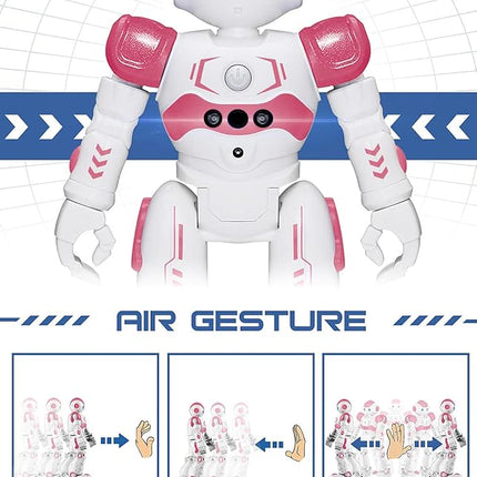 KingsDragon RC Robot Toys for Kids, Gesture & Sensing Remote Control Robot for Age 3 4 5 6 7 8 Year Old Boys Girls Birthday Present (Pink)