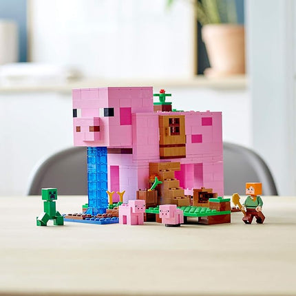LEGO Minecraft The Pig House, 21170 with Alex, Creeper and 2 Pig Figures, Animal Building Toy, Great Gift for Kids, Boys & Girls Ages 8+