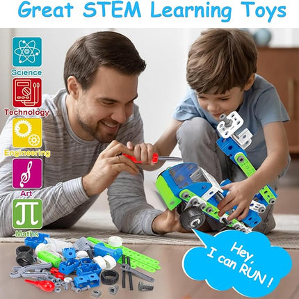18 in 1 STEM Toys for 4 5 6 7 8+ Year Old Boy Girl Birthday Gifts Educational Building Toys for Kids Ages 4-8 5-7 6-8 Build and Play Stem Activities Construction Toy for Boys 4-6 8-10 (Pull Back Cars)