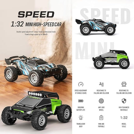 RC Off-Road Vehicle Model, 1/32 Scale 4WD Mini Electric 2.4G Remote Control High Speed Drift Off-Road, Mini Racing Drift Car for Adults