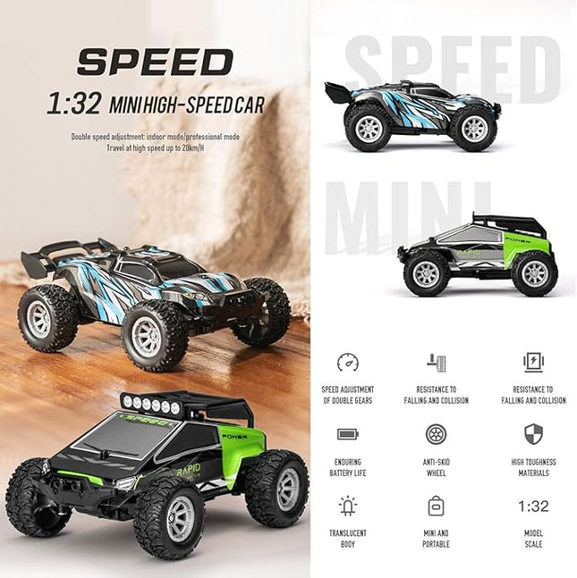 RC Off-Road Vehicle Model, 1/32 Scale 4WD Mini Electric 2.4G Remote Control High Speed Drift Off-Road, Mini Racing Drift Car for Adults