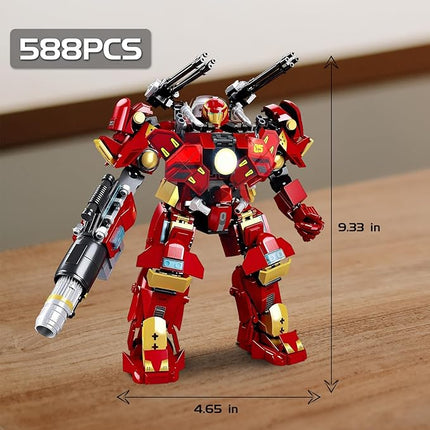 Mech Robot Transforming Building Blocks Set for Adults, Red City Protector Mecha Model Action Figures, Cool Creative Robots STEM Toys Gift for Teens Boys, 588 Pieces