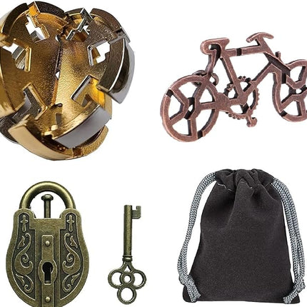 3D Unlock Interlocking Puzzle, Metal Hole Lock, Adult Educational Toy, IQ Puzzle, 3 Combinations, 3 Pack