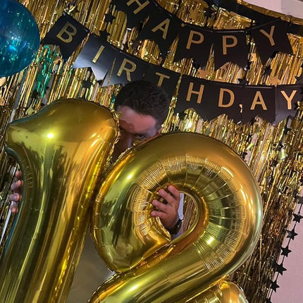 Smlpuame 40 inch Number Balloon 0-9 Gold Large Number 18 Balloons,Digital Balloons for Birthday Party Celebration Decorations Supplies, Helium Foil Number Balloons for Wedding Anniversary