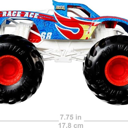 Hot Wheels Monster Trucks Toy Truck, Oversized 1:24 Scale Die-Cast Race Ace for Kids & Collectors