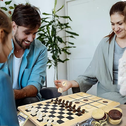 Horse Race Board Game Metal Horses, 4-in-1 Foldable Horse Racing Game with Cards and Dice, Horse Racing Board Game of Thickened Solid Wood, Horse Race Game Board Adult for Parties Outdoor Travel