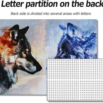 Bgraamiens - Ice VS Fire -1000 Pieces Fantasy Double Exposure Wolf Art, Nature Animals Puzzle Impossible Hard Puzzles for Adults